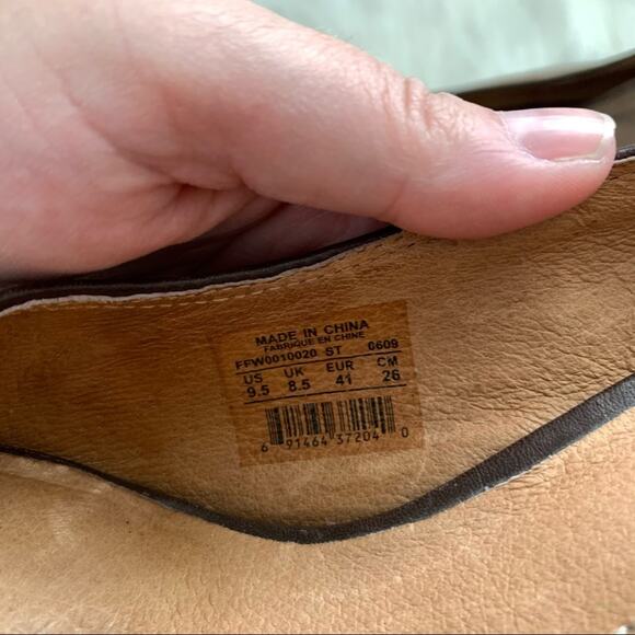 Fossil | Tan Suede Leather Peep Toe Pump Heels Size 9.5 Brown Open Toe Shoes - Picture 12 of 12